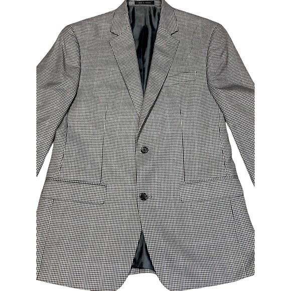 Michael Kors 40 L sport suit jacket blazer gingham black check Macy's Men Store - Picture 2 of 16